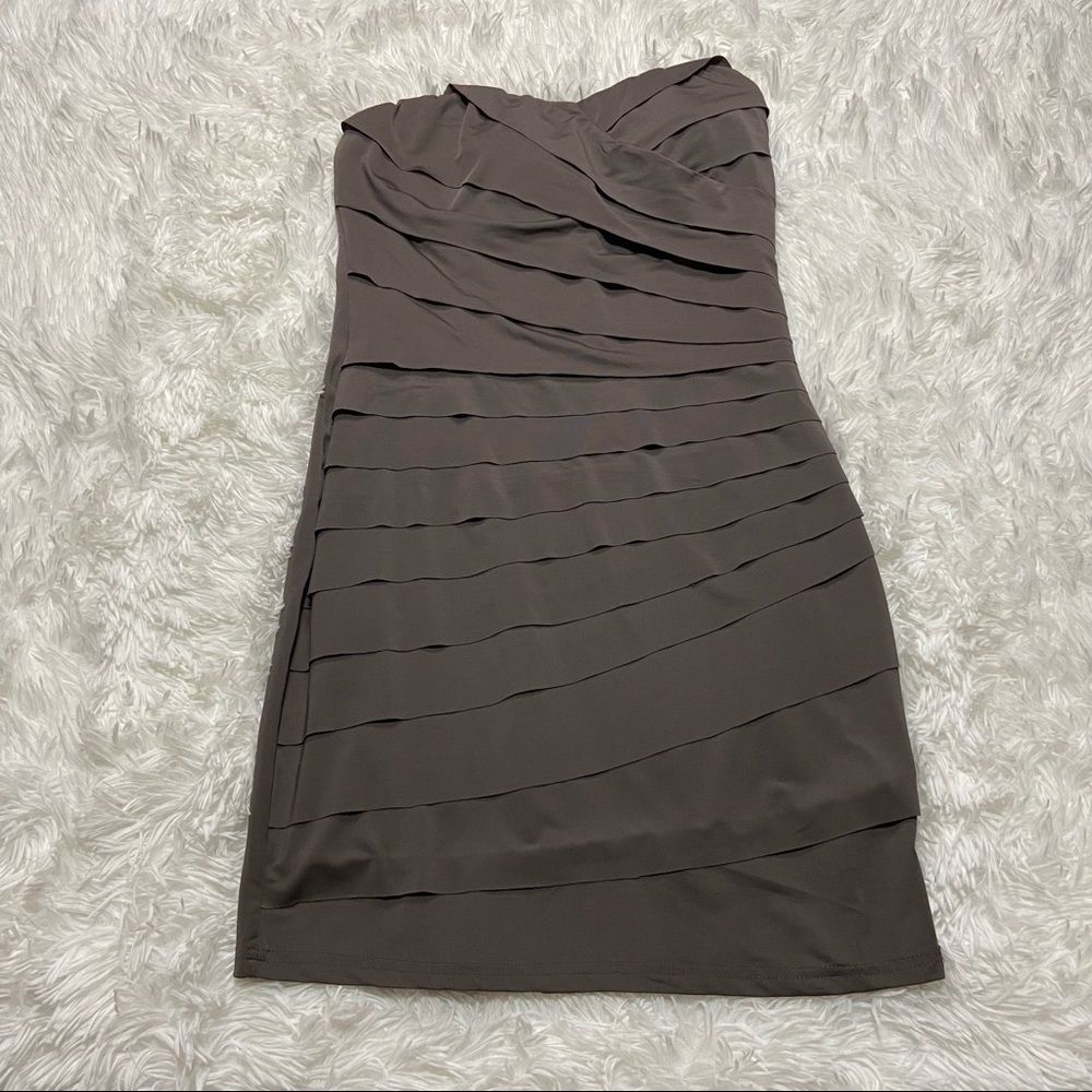 Ark & Co Juniors Gray Layered Strapless Mini Dress Size L Chic Party Cocktail